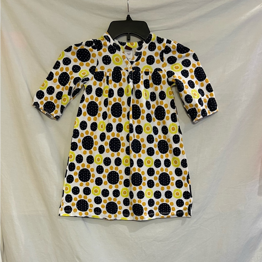 Tea Collection Girls 5 Black Yellow Geometric Sunflower Long sleeve Cotton Dress